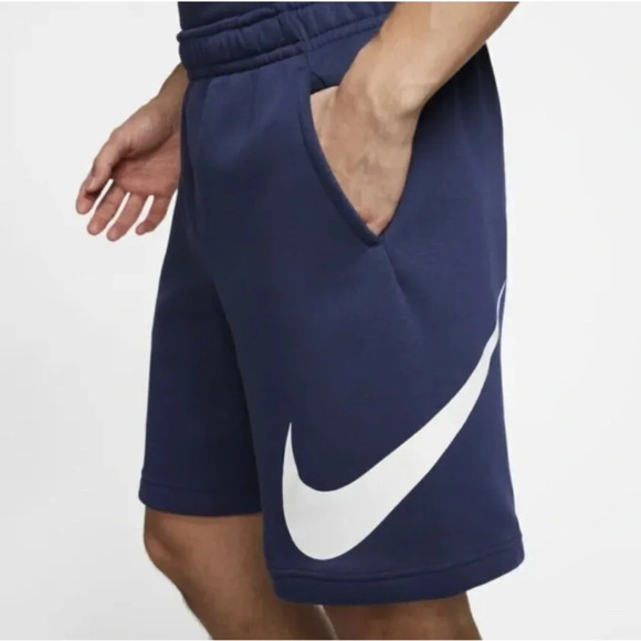 Nike Men's Navy Blue Sportswear Club Fleece Graphic Shorts BV2721-410 - Picture 1 of 10